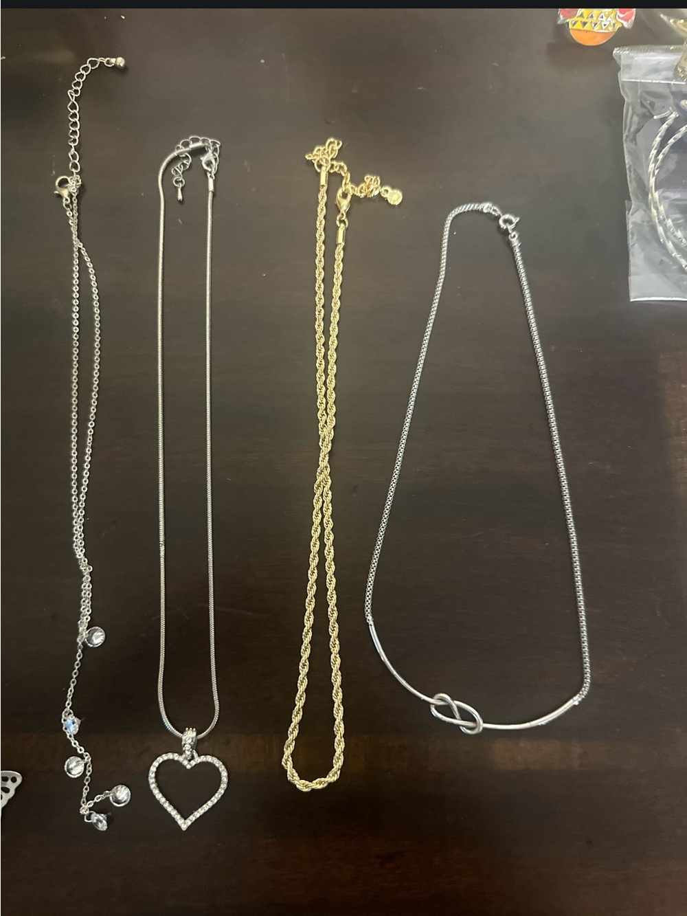 Women's Heart Pendant and Chain Necklace Set - Gold and Silver